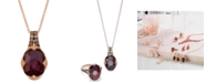 Le Vian Raspberry Rhodolite Garnet (6-9/10 ct. t.w.) and Diamond (3/8 ct.t.w.) 18" Pendant Necklace in 14K Rose Gold